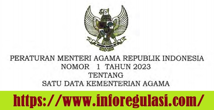 PMA Nomor 1 Tahun 2023 Tentang Satu Data Kementerian Agama (Kemenag)