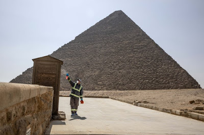 Sensitizing the guards booth in front of the Great Pyramid of Giza