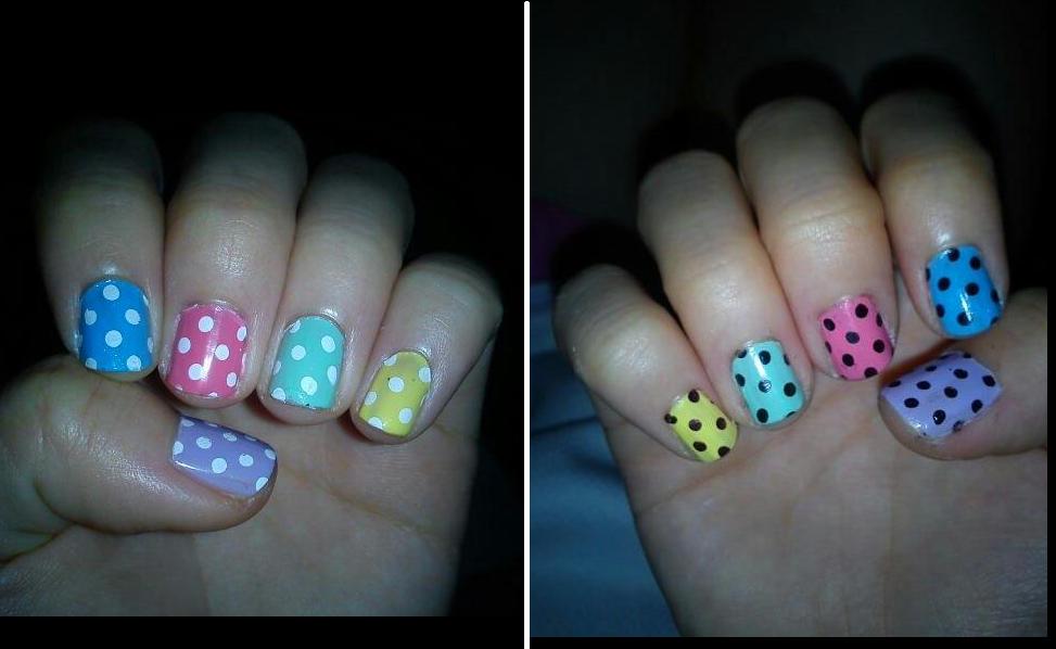 Pink Black And White Nails. Purple Blue Pink Green and