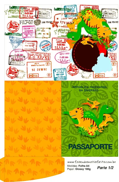 Dinosaurs Party Free Printable Passport