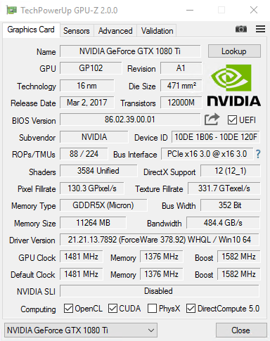 مواصفات كرت الشاشة  العاب GPU-Z