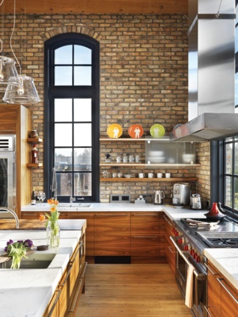 Traditional Kitchen  With Brick  Walls 2013 Ideas  
