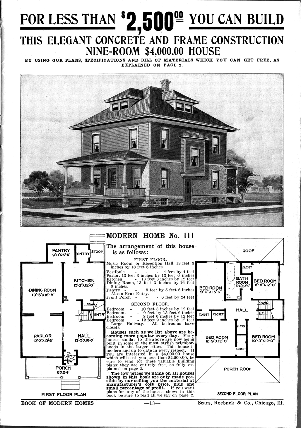 Sears Foursquare House Plans