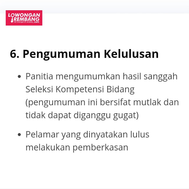 2 Tahap Pengumuman Kelulusan Seleksi CPNS Nih Sobat Loker Rembang