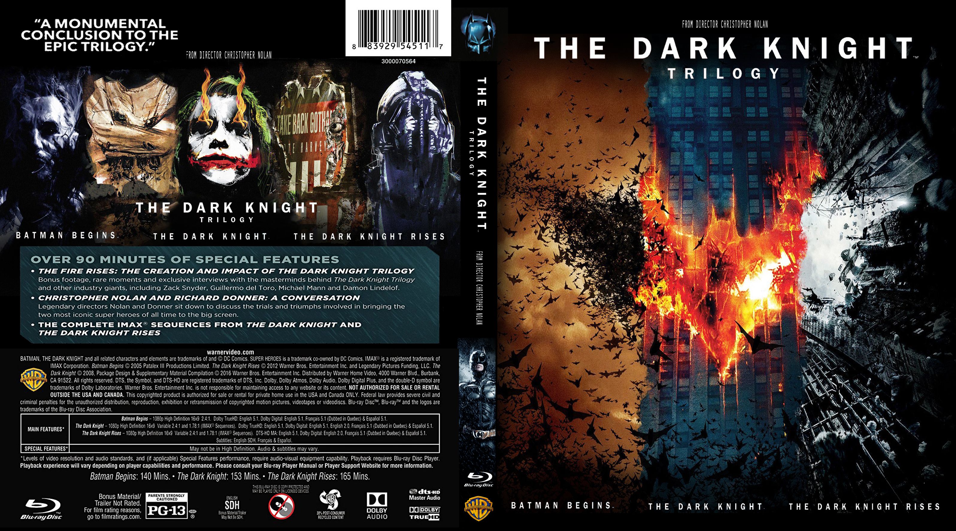 The Dark Knight Trilogy Bluray Cover - Cover Addict - DVD 