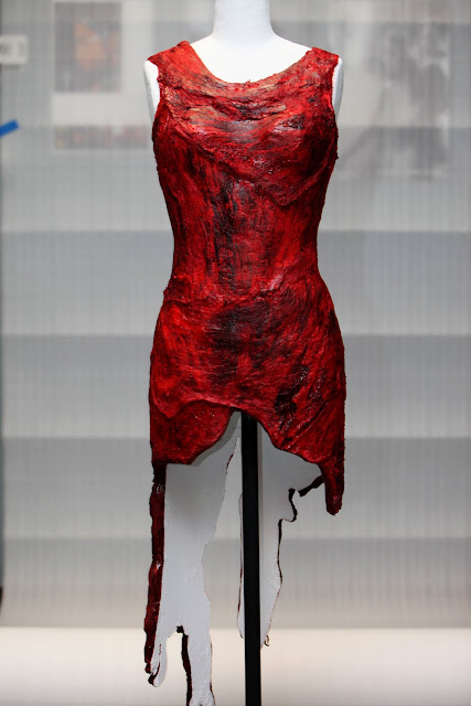 lady gaga meat dress rock and roll hall of fame. Lady Gaga#39;s meat dress to hang