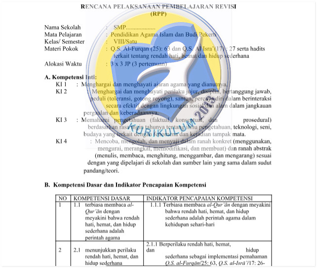 RPP Kurikulum 2013 SMP PAI