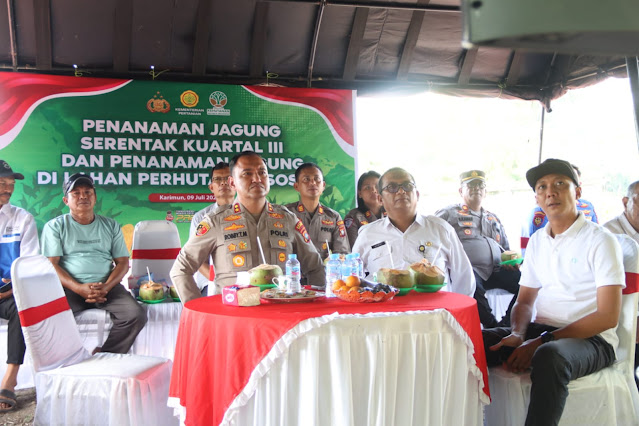 Kapolri Pimpin Kegiatan Penanaman Jagung Secara Serentak, Kapolres Karimun Mengikutinya Melalui Zoom Meeting