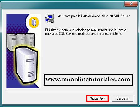 Iniciando el asistente de instalación del sql