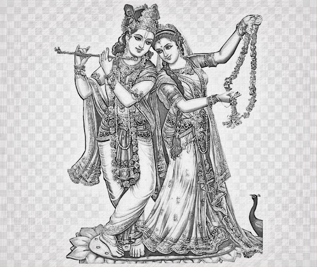 Drawing of Radha Krishna in Pencil