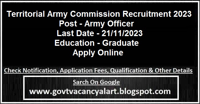 Territorial Army Commission Recruitment 2023
