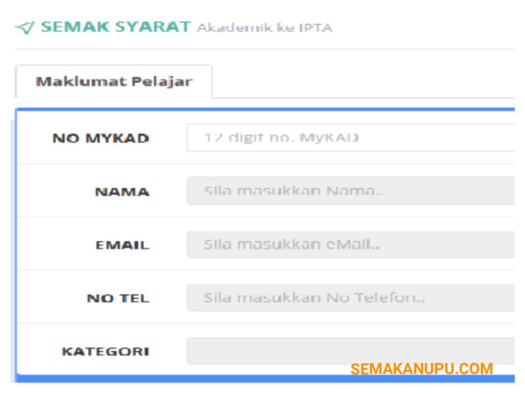 Semakan Syarat Kelayakan Permohonan UPU - SEMAKAN UPU