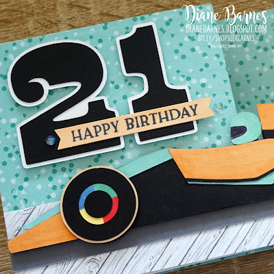 Formula 1 F1 themed 21st birthday double z fold card. Card by Di Barnes Independent Demonstrator in Sydney Australia - colourmehappy - ecutting - fancy folds