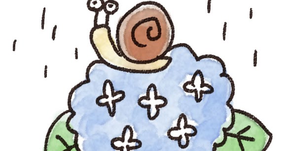 紫陽花のイラスト かたつむりとあじさい ゆるかわいい無料イラスト素材集