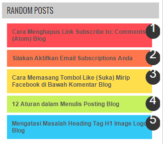 Cara Menampilkan Widget Random Posts Blog Berwarna