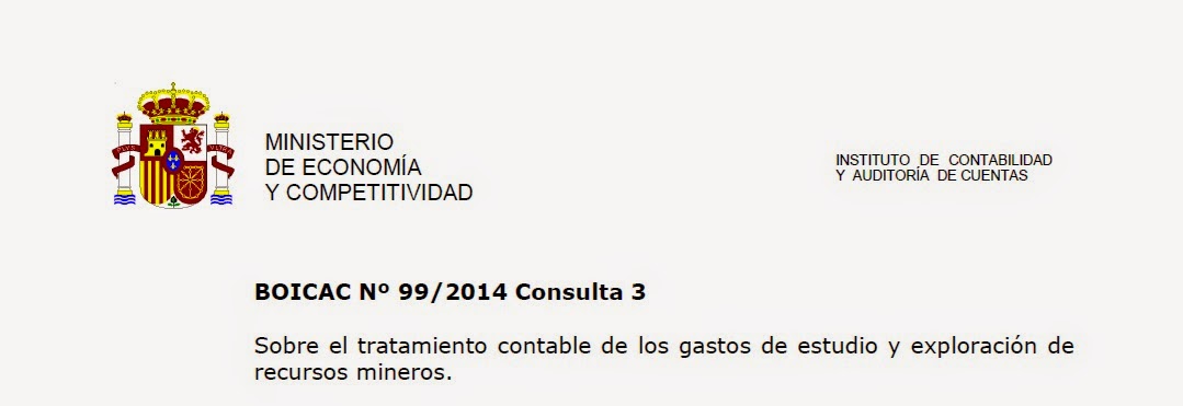 BOICAC 99 Consulta 3:  Gastos de estudio y exploración de recursos mineros