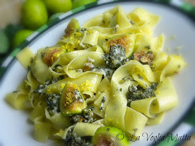  pappardelle con  fichi formaggio di capra e bietoline