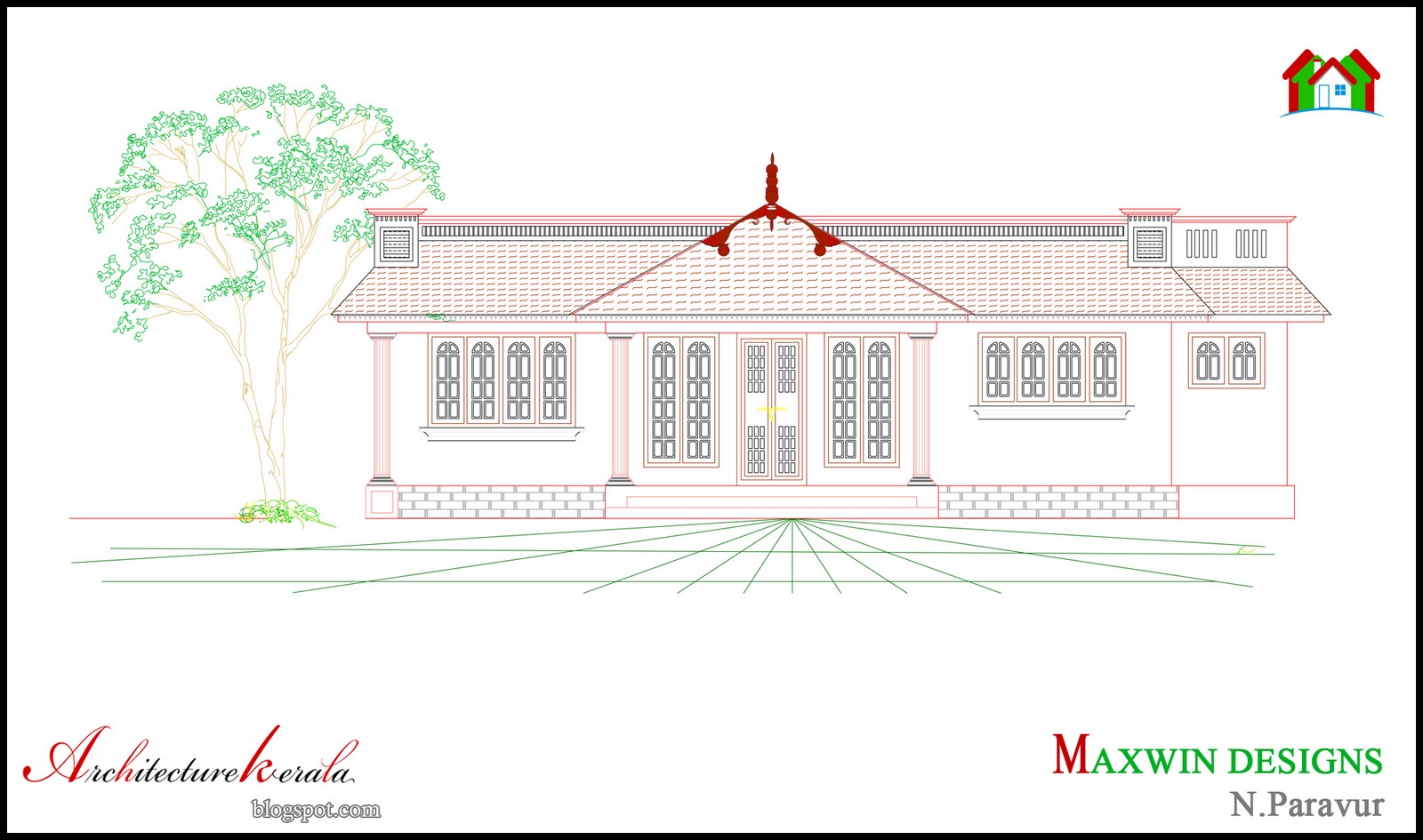 Architecture Kerala  3 BHK SINGLE FLOOR KERALA  HOUSE  PLAN  