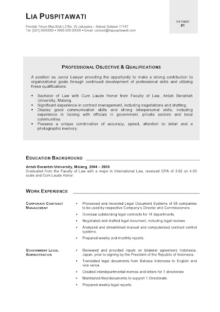 ... Cover Letter & Curriculum Vitae Template [Junior-Mid Level Staff