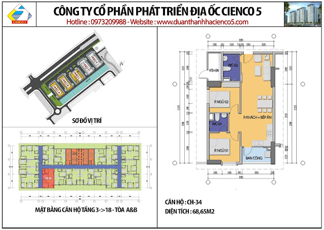 Mặt bằng căn hộ CH34 tầng 3-18 tòa HH02A&B