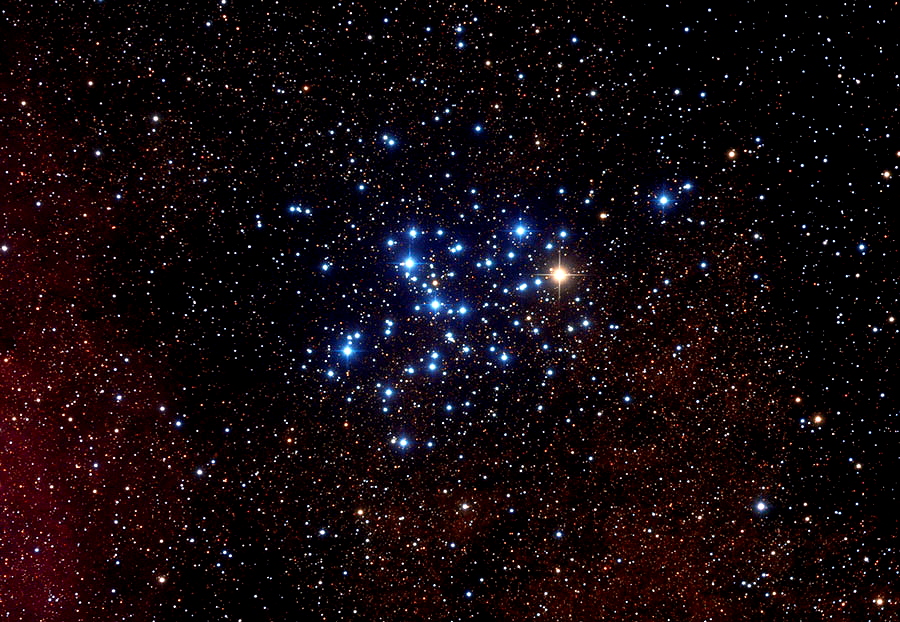 although the brightest star is nearly orange M6 is estimated to be