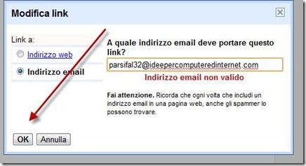 collegare immagine a un indirizzo email