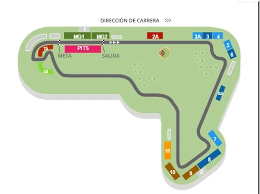 Mapa de Zonas para F1 Gran Premio Mexico