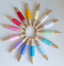 If you need help coming up with colours schemes for crochet blankets, try having a go at making these easy pretty yarn pegs for Stylecraft Special DK yarn.  Dolly pegs make them look so cute!