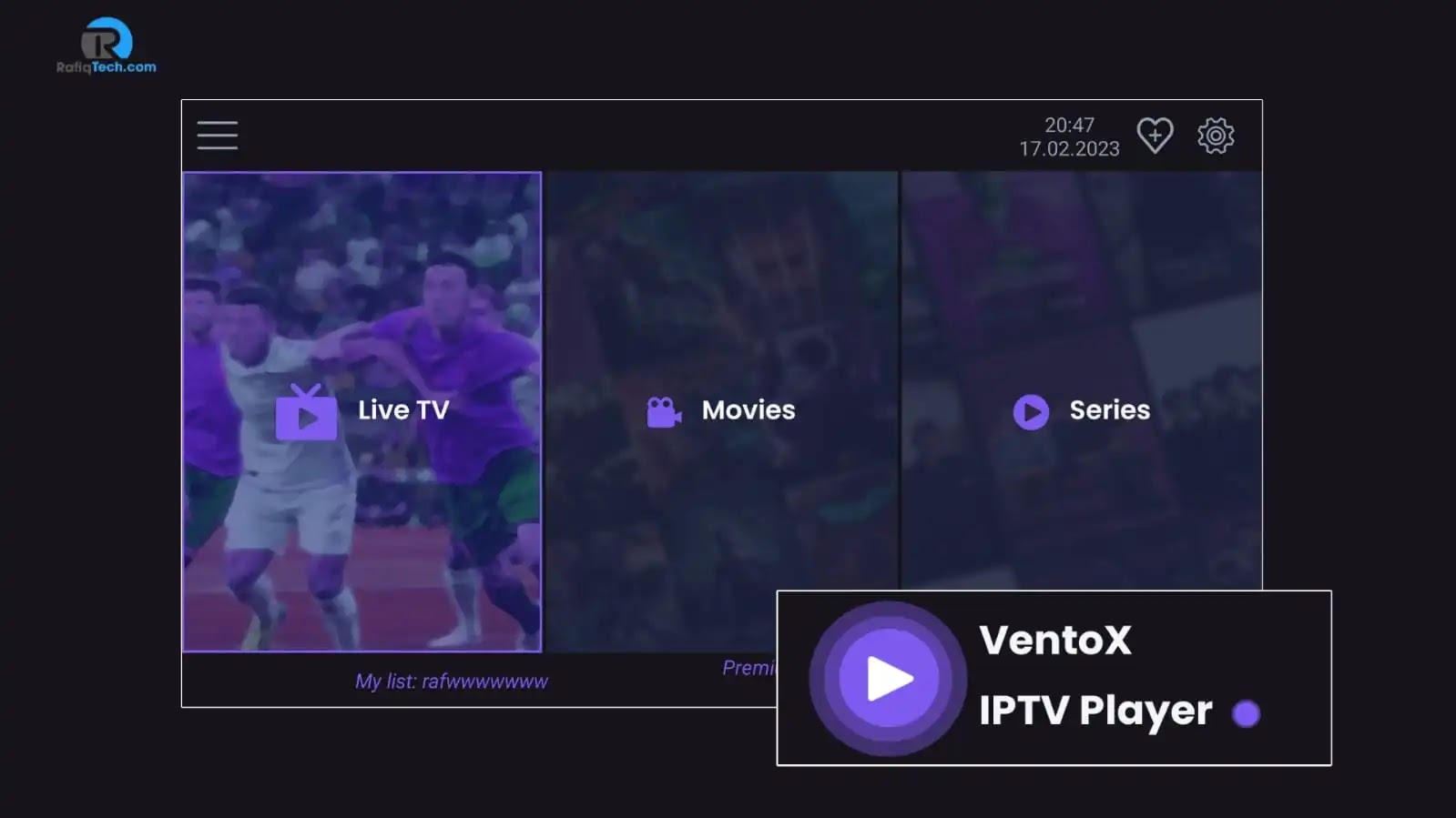 تحميل  VentoX IPTV Player على شاشة  تلفزيون 'Android TV' و "TV Box"