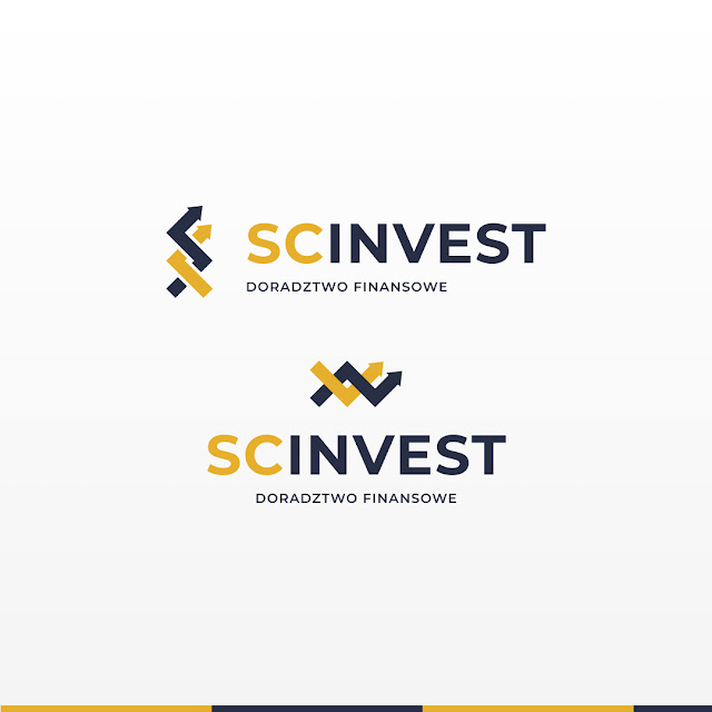 Projekt logo SCInvest kolorystyka: żółty i niebieski
