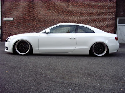  Custom Wheels on Audi  White Audi A5 With With Black Rims And Lowering Springs