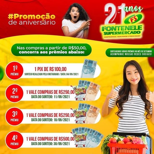 QUER GANHAR UM PIX DE R$100,00 NO FONTENELE SUPERMERCADO?