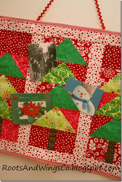 one seam flying geese christmas card holder up close