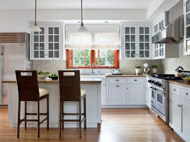 kitchen window ideas with brown color