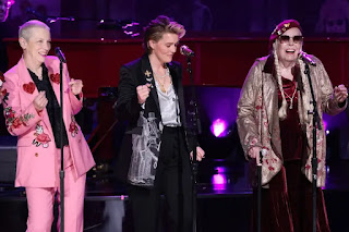 Joni Mitchell 2024 on stage with Annie Lennox Brandi Carlile