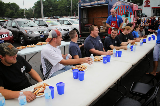 Rochester Hot Dog Eating Contest at Hoselton Auto Mall! Courtesy of Zwiegles