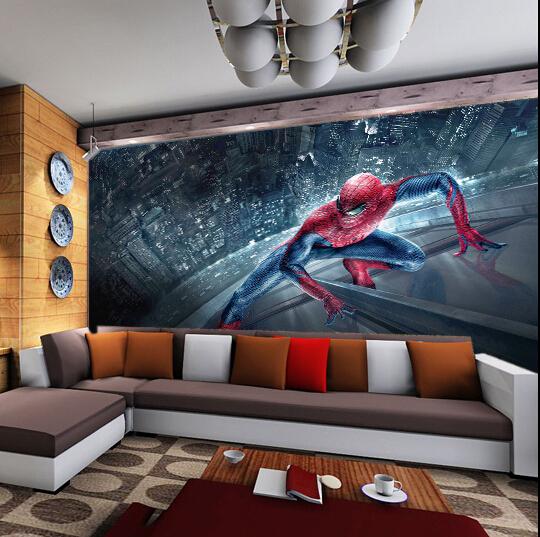 Wall murals for kids room Custom 3D wall mural wallpapers Spider Man movie photos wallpaper murals Bedroom kids Children