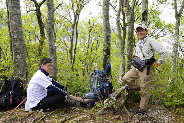 鳥取県西伯郡大山町大山 下宝珠山の山頂付近 これから大休峠に向かうというお二人