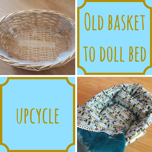 Old basket to doll bed upcycle