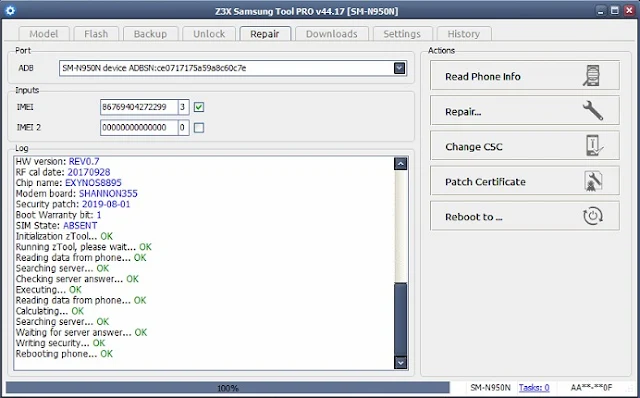 SM-N950N U5 Repair imei