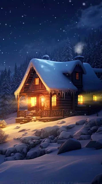 Winter Cabin Snow Live Animated Wallpaper