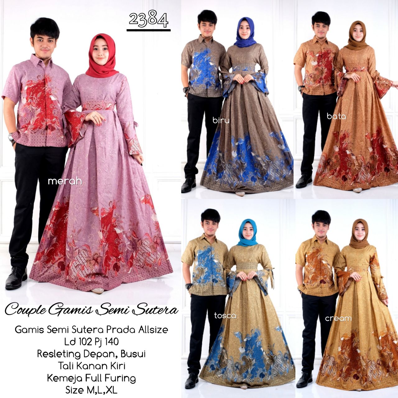  Model  Baju Batik  Gamis  Couple  D2384 Semisutera Batik  