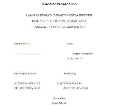 Contoh Halaman Pengesahan : Lembar Pengesahan Laporan 