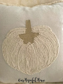 thrifted embroidered pumpkin pillow