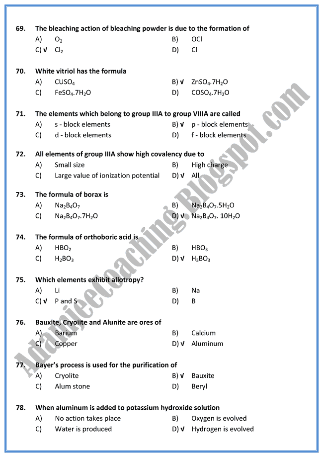 Chemistry Mcqs XII - All Chapters - 300 Mcqs