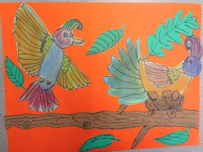 spring art project, bird art project, kids spring art project, bird drawing project
