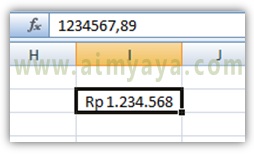  Gambar:  Contoh penggunaan format akunting di microsoft excel