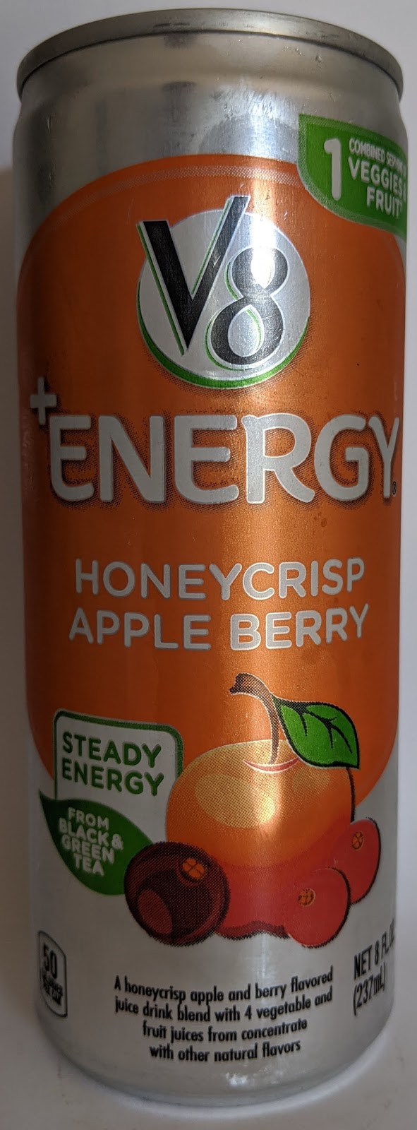 Caffeine King: V8 +Energy Honeycrisp Apple Berry Drink Review