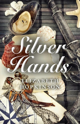 Cover of a book, with shells, a pistol , a candle.