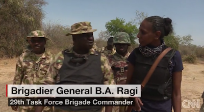 General rAGI OF THE nIGERIAN ARMY SHOWS THE CNN reporter Nima Elbagir AROUND AT SAMBISA FOREST